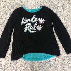 Kids Black and Teal 'Kindness Rules' Long Sleeve Shirt